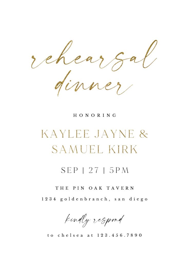 Bellisia - rehearsal dinner party invitation